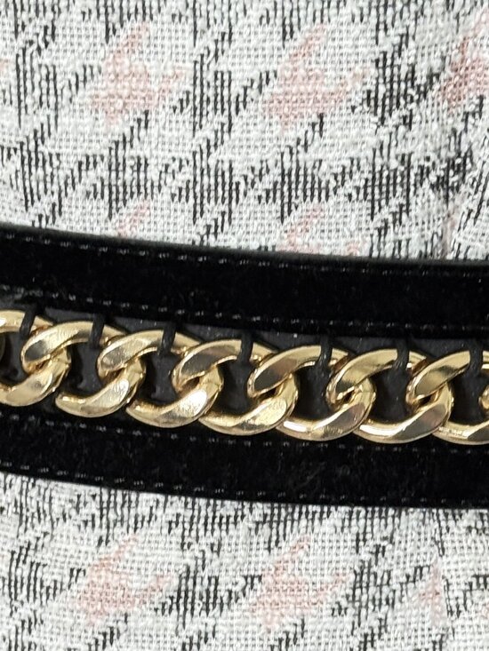 Zara Women\'s Belt Black Suede Leather Gold Tone Chain Dresses fashion size SM main image 4